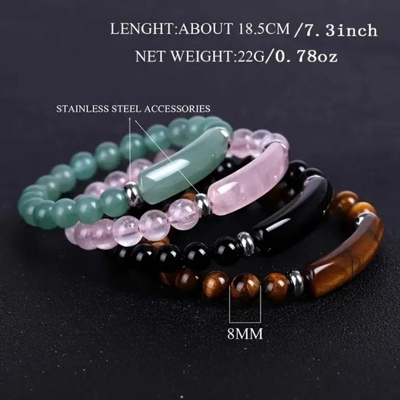 NWT 1 pc Unisex Healing Stone Bracelet Green Aventurine - Picture 3 of 4